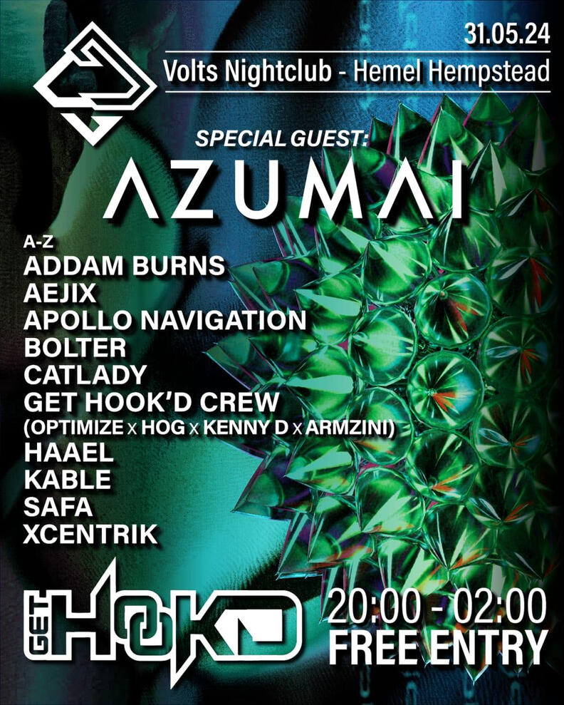Get Hook'd Free Rave with Special Guest Azumai