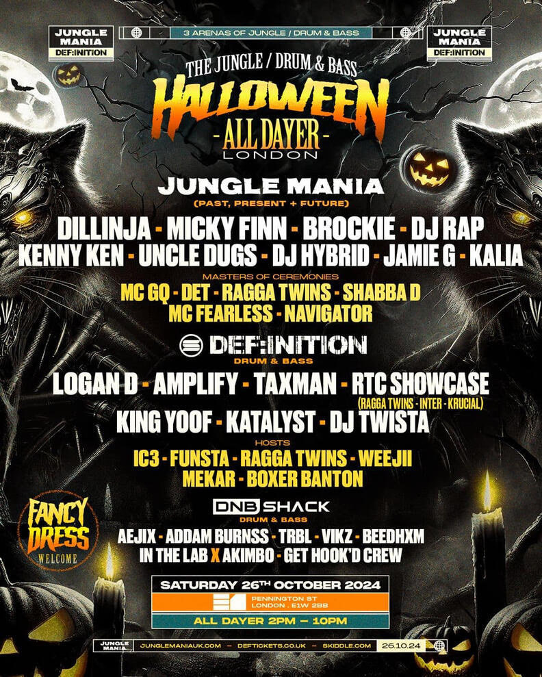 Jungle Mania + Def:inition Halloween All Dayer | London